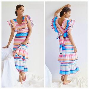 Anthropologie plenty by Tracey Reese striped ruffle dress